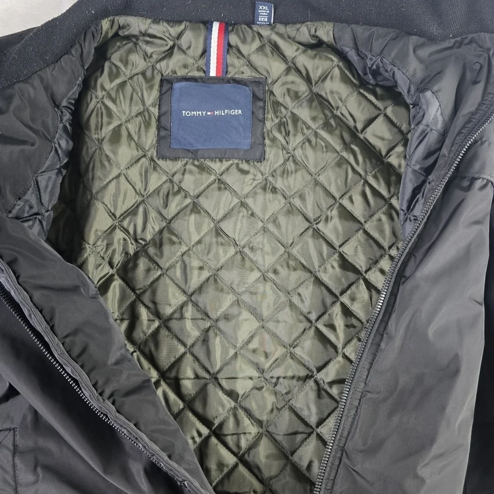 Tommy Hilfiger Quilted Black Jacket Full Zip Sz 2XL